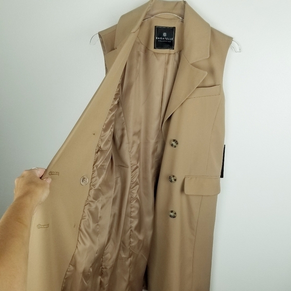 Bagatelle Collection Tan Sleeveless Longline Blazer Vest NWT - Picture 6 of 11